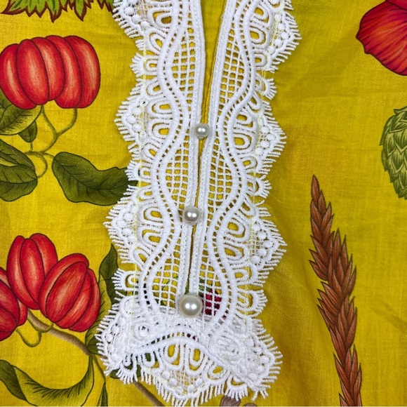 Ammara Khan Floral & Fruit Printed Lace Trim Pakistan Made Formal Kaftan - Picture 9 of 9